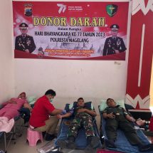 Sinergitas TNI-POLRI Melalui Donor Darah Dalam Rangka HUT Bhayangkara Ke-77 Tahun 2023